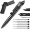 Tactical Pen with 6 Ink Refills Aircraft Aluminum Pen with Glass Breaker Writing Multifunctional Tool (Black)